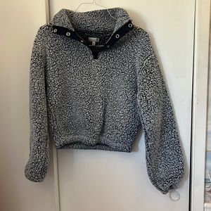 Charcoal Fuzzy Button Up Sweater